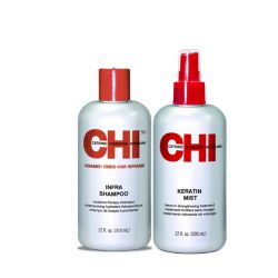 Комплект от шампоан и спрей за силна коса CHI Infra Treatment Shampoo 355мл & CHI Keratin Mist 355мл