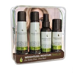 Комплект за път от 4 продукта за хидратиране на тънка и слаба коса Macadamia Weightless Moisture Travel Kit