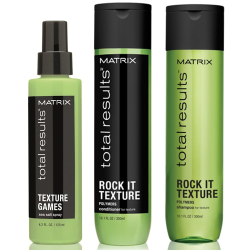 Комплект за плажни вълни - шампоан, балсам и спрей за текстуриране Matrix Total Results Texture Games Trio