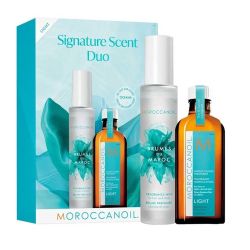 Промо комплект мароканско арганово масло и ароматен спрей за тънка коса Moroccanoil Signature Scent duo Summer Kits