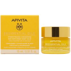 Мощен подхранващ балсам за лице Apivita BEESSENTIAL OILS Strengthening & Nourishing Skin Supplement Night Balm 15 ml