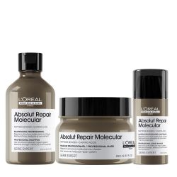 Шампоан, маска и маска без отмиване за увредена плътна коса Loreal Professionnel Absolut Repair Molecular Kit 2024
