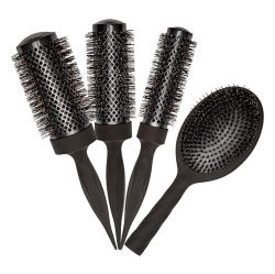 Комплект 4 професионални четки за коса COCCO AURA BRUSH SET черни