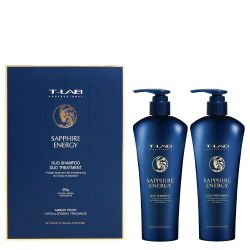 Укрепващ комплект против накъсване за слаба и изтощена коса T-LAB Professional Sapphire Energy Hair Duo Set 2х300ml