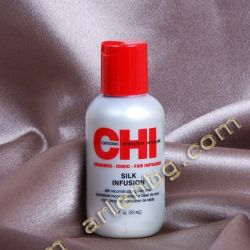 CHI  Silk Infusion – Копринен реконструиращ комплекс - серум с пшенични и соеви протеини без изплакване за боядисана и третирана коса 59 мл.