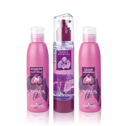 Комплект за път за много суха коса с кератин Kleral Orchid Keratin Travel Kit 3x150ml