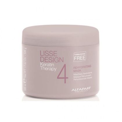 Рехидратираща кератинова маска с масло от палма Бабасу ALFAPARF Keratin Therapy Rehydrating  Masque без парабени 500 мл.