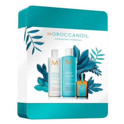 Xmas Промо! Комплект шампоан, балсам и  мароканско масло за всеки тип коса Moroccanoil Hydra Metal Box
