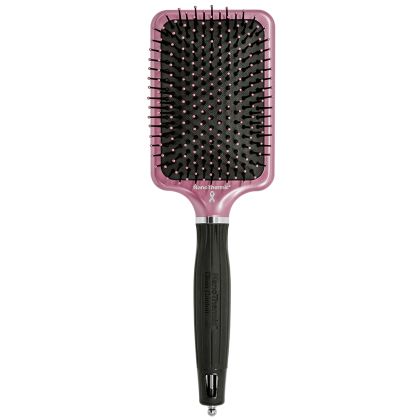 Плоска четка за разресване с керамично покритие Olivia Garden BCA NanoThermic Ceramic + Ion Paddle Brush Think Pink