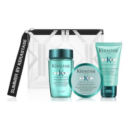 Комплект за силна и дълга коса за път - шампоан, маска и мляко Kerastase Extentioniste Travel Kit