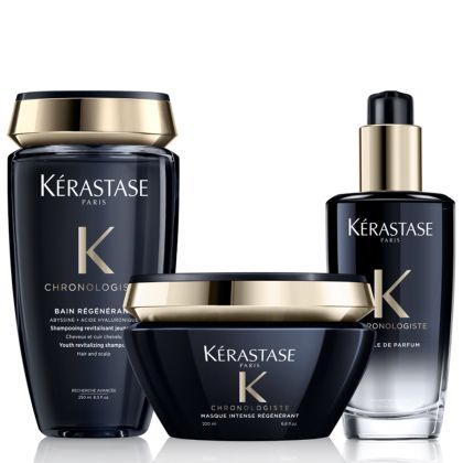 Ревитализиращ комплект за луксозно изживяване на сетивата Kerastase Chronologiste Shampoo + Mask + Parfum