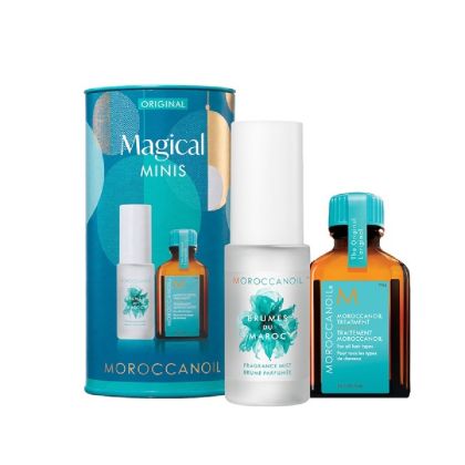Комплект за подхранване с масло за всеки тип коса и ароматна мъгла Moroccanoil Magical Minis