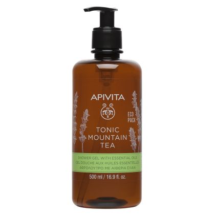 Нежен почистващ и тонизиращ душ гел Apivita Tonic Mountain Tea Shower Gel 500ml