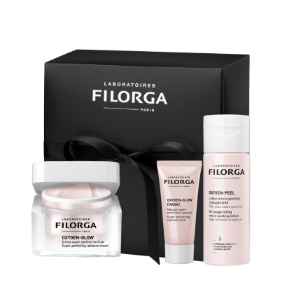 Коледен комплект от крем, пилинг маска и лосион за нежен блясък Filorga Oxygen Glow  