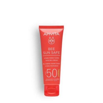 Тониран слънцезащитен гел-крем за лице SPF50 Apivita Bee Sun Safe Hydra Fresh Tinted Face Gel Cream 50 ml
