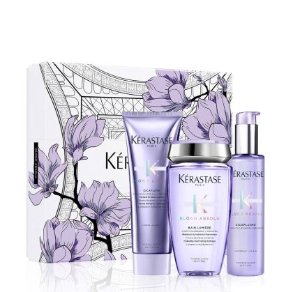 Лимитирана луксозна подаръчна кутия с продукти за грижа за руса коса. Kerastase Blond Absolu Spring Kit