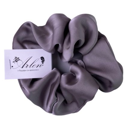 Сатенено скрънчи ластик за коса - Сиво Arlen.bg Scrunchie