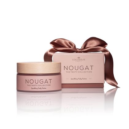 Подхранващ мус за тяло с бляскави частици за равномерен тен Cocosolis Organic Skin Nougat Sparkling Body Butter 250 ml