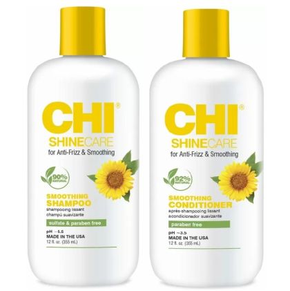 Изглаждащ комплект от шампоан и балсам за мигновен блясък CHI Care Smoothing 2х355ml