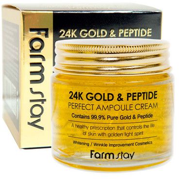 Крем за лице с 24 карата злато и пептиди за интензивна грижа FarmStay 24K Gold & Peptide Perfect Ampoule Cream 80 мл