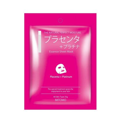 Стягаща маска с лифтинг ефект  с платина и плацента Mitomo Placenta + Platinum Vibrancy Soothing Facial Essence Mask 