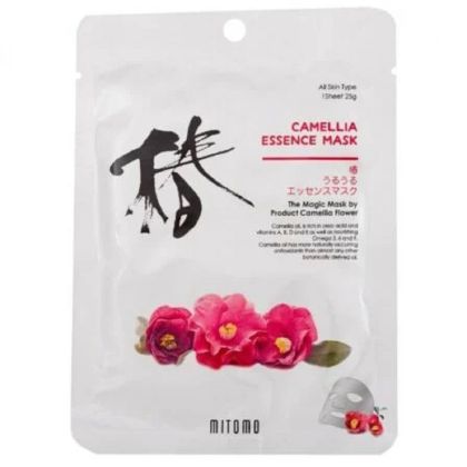 Озаряваща маска за лице с екстракт от Японска камелия Mitomo URUURU Camellia Facial Essence Mask