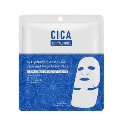 Стягаща и хидратираща маска за лице и шия Mitomo CICA 3x Hyaluronic Acid CICA Face & Neck Mask 35 g