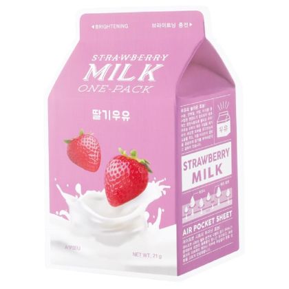 Озаряваща лист маска с ягодово мляко A'PIEU Strawberry Milk One-Pack Mask 21 g