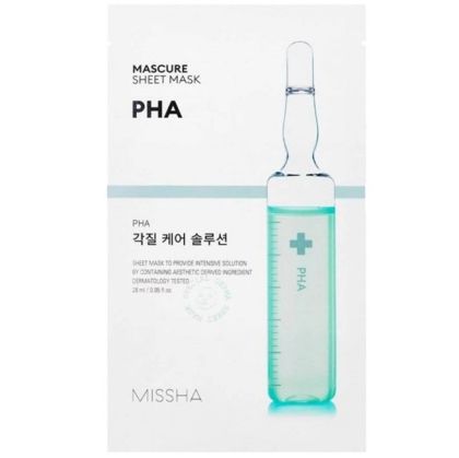 Хипоалергенна пилинг лист маска за ексфолиране и хидратация с PHA Missha Mascure Peeling Solution Sheet Mask 28ml