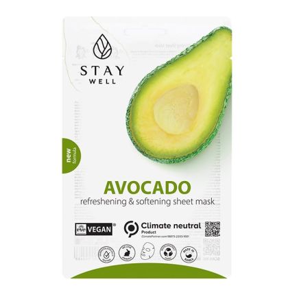 Подхранваща веган лист маска за лице с авокадо STAY Well Vegan Sheet Mask – Avocado
