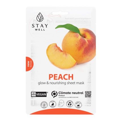 Озаряваща лист маска за лице с екстракт от праскова STAY Well Vegan Sheet Mask - Pach