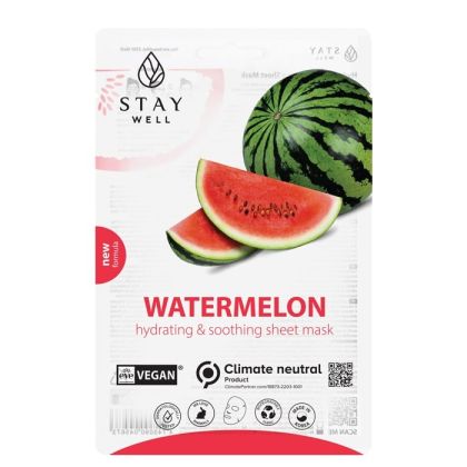 Успокояваща веган лист маска  с екстракт от диня Stay Well Vegan Sheet Mask Watermelon