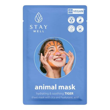 Реструктурираща и подмладяваща шийт маска с хиалуронова киселина Stay Well Vegan Animal mask – Tiger