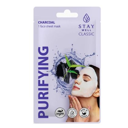 Почистваща шийт маска с въглен и екстракт от Centella Asiatica Stay Well Classic sheet mask - Charcoal