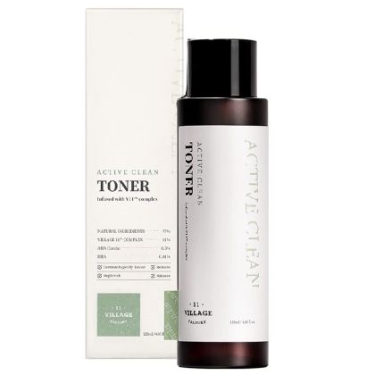 Тонер против акне с ниска концентрация на AHA и салицилова киселина Village 11 Factory Active Clean Toner 120ml