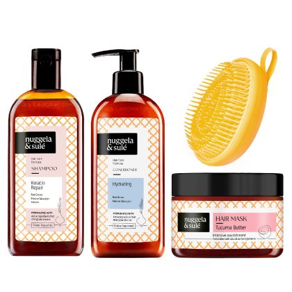 Комплект за изтощена и увредена коса NuggelaSule Polynesia Keratin с подарък Четка
