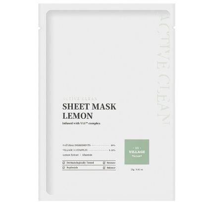 Изсветляваща и подхранваща листна маска с екстракт от лимон Village 11 Factory  Active Clean Sheet Mask Lemon 23g