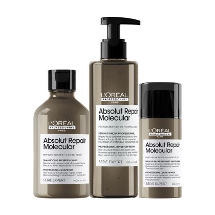 Шампоан, серум и маска без отмиване за увредена плътна коса Loreal Professionnel Absolut Repair Molecular Kit 2024