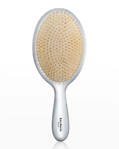 Луксозна сребърна четка за коса с косъм от глиган Balmain Silver Spa Brush