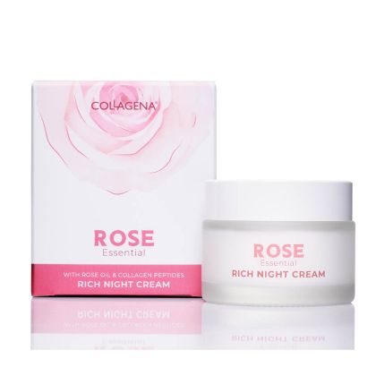 Богат нощен крем с розово масло и колагенови пептиди Collagena Rose Essential Rich Night Cream 50 ml