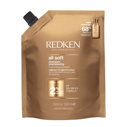 Интензивно хидратиращ шампоан за суха и изтощена коса REDKEN Redken All Soft Shampoo Refill Pouch 500ml