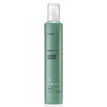 Влагоустойчива пяна за обем и блясък с много силна фиксация Erayba StyleActive S25 Extreme Mousse 300ml