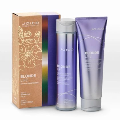 Матиращ комплект за руса коса със студени тонове Joico Blonde life Violet Duo