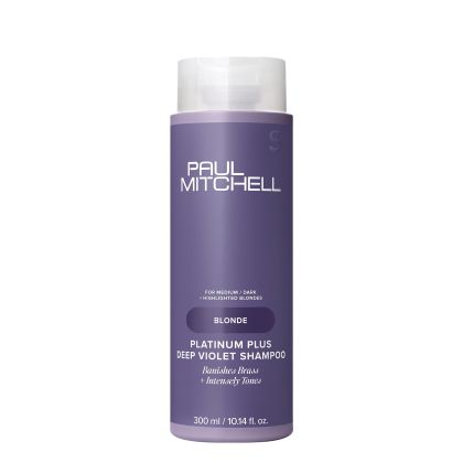 Шампоан за неутрализиране на жълти оттенъци за руса коса Paul Mitchell Blonde Platinum Plus Deep Violet Shampoo 300ml 