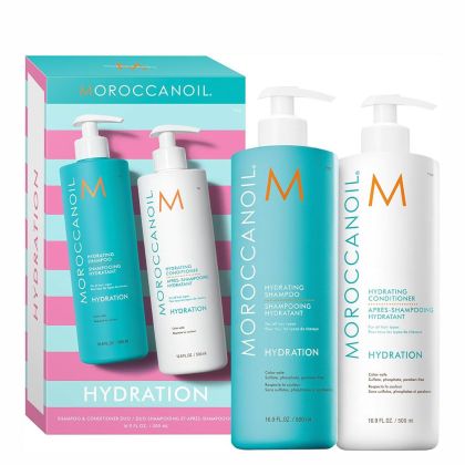 Комплект шампоан и балсам за хидратиране на всеки тип коса Moroccanoil Hydra Duo 2x500ml