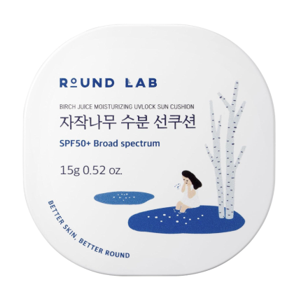 Слънцезащитен къшън с брезов сок ROUND LAB Birch Juice Moisturizing Sun Cushion SPF 50+ PA++++ 15 g