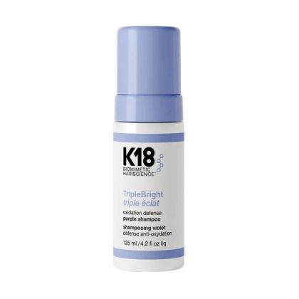 Лилав шампоан за неутрализиране на жълти и медни оттенъци K18 TripleBright Purple Shampoo 125ml
