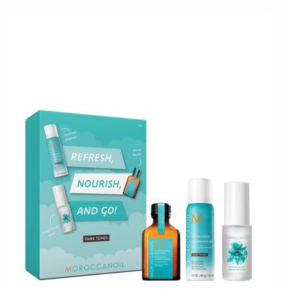Лимитиран комплект за подхранване и освежаване на тъмна коса Moroccanoil Refresh Nourish and Go (Dark Tones)
