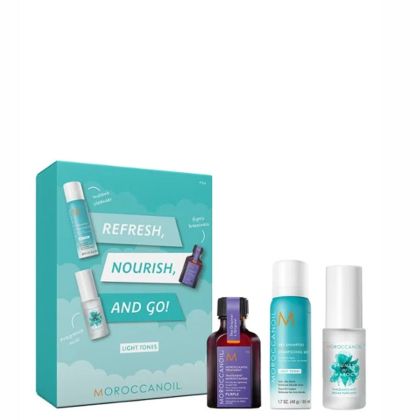 Травъл комплект за подхранване и освежаване на руса коса Moroccanoil Refresh Nourish and Go (Light Tones)
