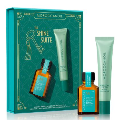 Лимитиран комплект за блясък и грижа за устните Moroccanoil The Shine Suite Moroccan Mint Tea